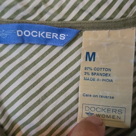 Dockers Olive Green Dot Button Down Long Sleeve Shirt Size Medium - Picture 8 of 9